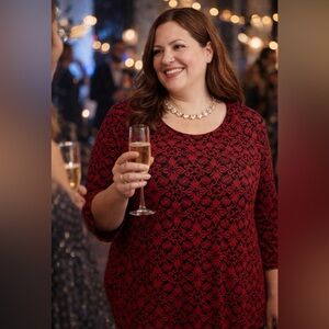 CATHERINES Tunic Top Size 1X 18/20W Fully Lined 3/4 Sleeves